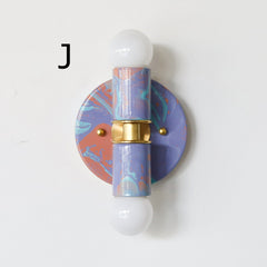 Peach, Lavender, & Light Blue Marbled Small Thalia Sconces