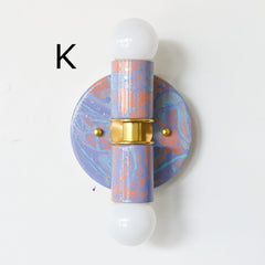 Peach, Lavender, & Light Blue Marbled Small Thalia Sconces