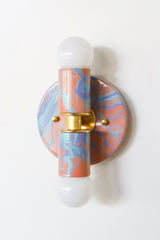Peach, Lavender, & Light Blue Marbled Small Thalia Sconces
