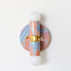 Peach, Lavender, & Light Blue Marbled Small Thalia Sconces