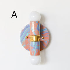 Peach, Lavender, & Light Blue Marbled Small Thalia Sconces