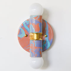 Peach, Lavender, & Light Blue Marbled Small Thalia Sconces