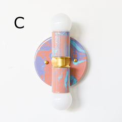 Peach, Lavender, & Light Blue Marbled Small Thalia Sconces