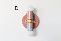 Peach, Lavender, & Light Blue Marbled Small Thalia Sconces