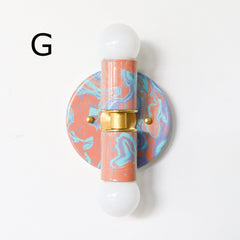 Peach, Lavender, & Light Blue Marbled Small Thalia Sconces