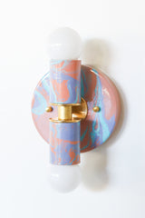Peach, Lavender, & Light Blue Marbled Small Thalia Sconces
