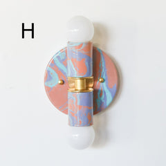 Peach, Lavender, & Light Blue Marbled Small Thalia Sconces