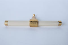 Cream & Brass modern drawer pull.  Add color to cabinets with brass accents with the Piety drawer pulls by sazerac stitches.  Available in over 30 colors with the option to customize. Center mount installation drawer pull with color and brass accents.  Sophisticated colorful bathroom, dresser, vanity, or desk drawer pull.