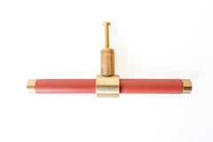 Matte Terra Cotta & Brass modern drawer pull.  Add color to cabinets with brass accents with the Piety drawer pulls by sazerac stitches.  Available in over 30 colors with the option to customize. Center mount installation drawer pull with color and brass accents.  Sophisticated colorful bathroom, dresser, vanity, or desk drawer pull.