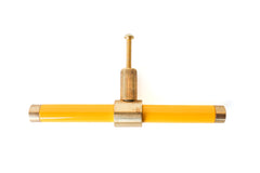 Glossy Yellow & Brass modern drawer pull.  Add color to cabinets with brass accents with the Piety drawer pulls by sazerac stitches.  Available in over 30 colors with the option to customize. Center mount installation drawer pull with color and brass accents.  Sophisticated colorful bathroom, dresser, vanity, or desk drawer pull.