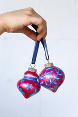 Pink Metallic Painted Ornaments Set