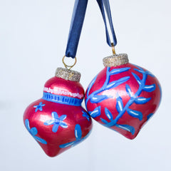 Pink Metallic Painted Ornaments Set