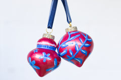 Pink Metallic Painted Ornaments Set