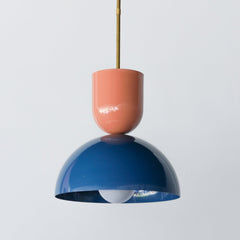 Denim Blue Gray and Peach - color blocked Pendant Light