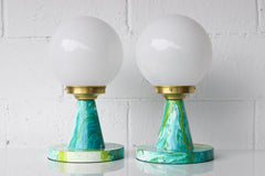 Marbled Teal & Chartreuse Finn Lamp