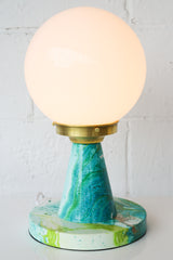 Marbled Teal & Chartreuse Finn Lamp