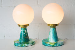 Marbled Teal & Chartreuse Finn Lamp