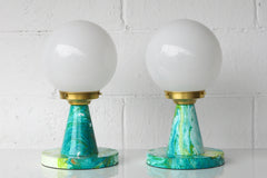 Marbled Teal & Chartreuse Finn Lamp