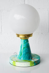 Marbled Teal & Chartreuse Finn Lamp