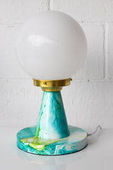 Marbled Teal & Chartreuse Finn Lamp
