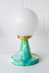 Marbled Teal & Chartreuse Finn Lamp