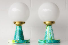 Marbled Teal & Chartreuse Finn Lamp