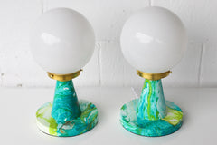 Marbled Teal & Chartreuse Finn Lamp