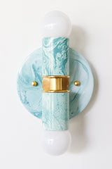 Teal & White Marbled Small Thalia Sconces
