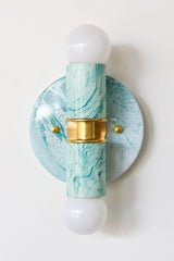 Teal & White Marbled Small Thalia Sconces