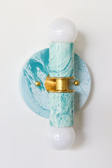 Teal & White Marbled Small Thalia Sconces