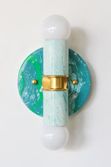 Teal & White Marbled Small Thalia Sconces