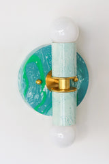 Teal & White Marbled Small Thalia Sconces