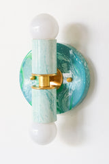 Teal & White Marbled Small Thalia Sconces
