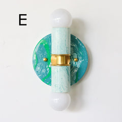 Teal & White Marbled Small Thalia Sconces
