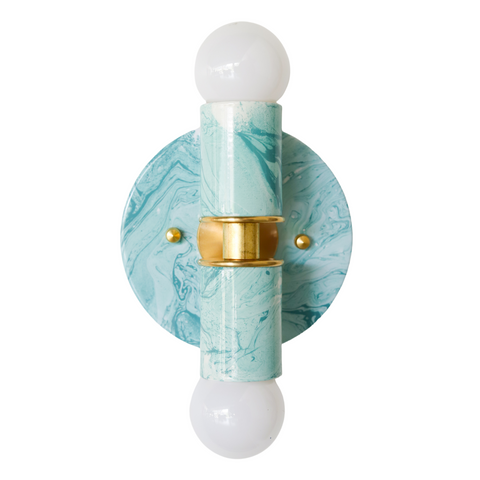 Teal & White Marbled Small Thalia Sconces