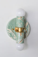 Vista Green, Cream, & Gold Marbled Thalia Sconces