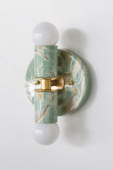 Vista Green, Cream, & Gold Marbled Thalia Sconces