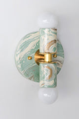 Vista Green, Cream, & Gold Marbled Thalia Sconces