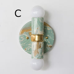 Vista Green, Cream, & Gold Marbled Thalia Sconces