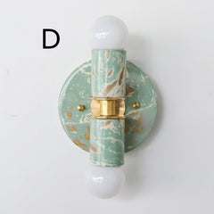 Vista Green, Cream, & Gold Marbled Thalia Sconces