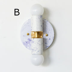 White & Lavender Marbled Small Thalia Sconces