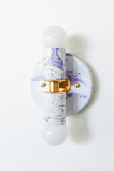 White & Lavender Marbled Small Thalia Sconces