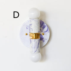 White & Lavender Marbled Small Thalia Sconces