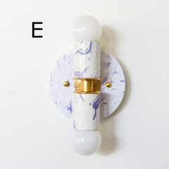 White & Lavender Marbled Small Thalia Sconces