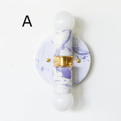 White & Lavender Marbled Small Thalia Sconces