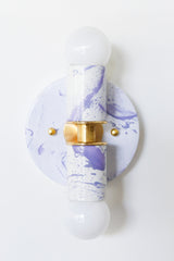 White & Lavender Marbled Small Thalia Sconces
