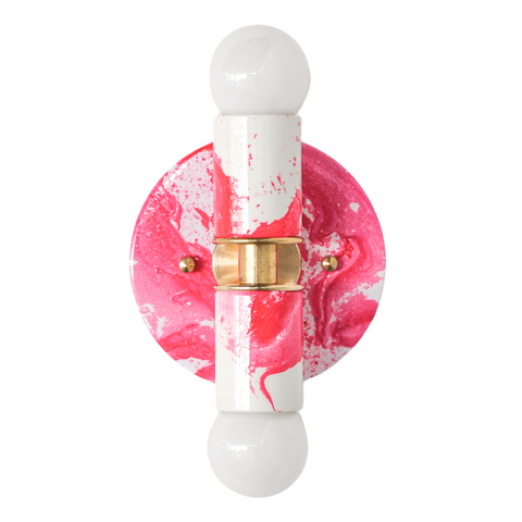 Hot Pink & White Marbled Small Thalia Sconces
