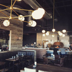 modern brass and glass sputnik chandelier by sazerac stitches