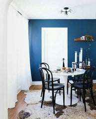 Black Modern Bicycle Club Light fixture by Sazerac Stitches -- ceiling fixture in a modern meets vinage blue dining room