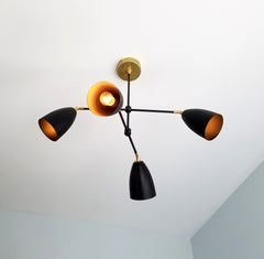 modern black and brass chandelier MCM mid-century modern sazerac stitches